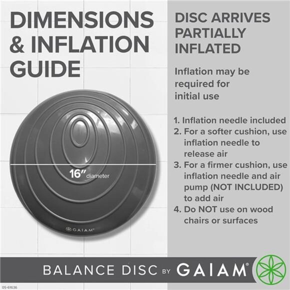 Gaiam Balance Disc Wobble Cushion Stability Core Trainer for Home or Office - Picture 6 of 7